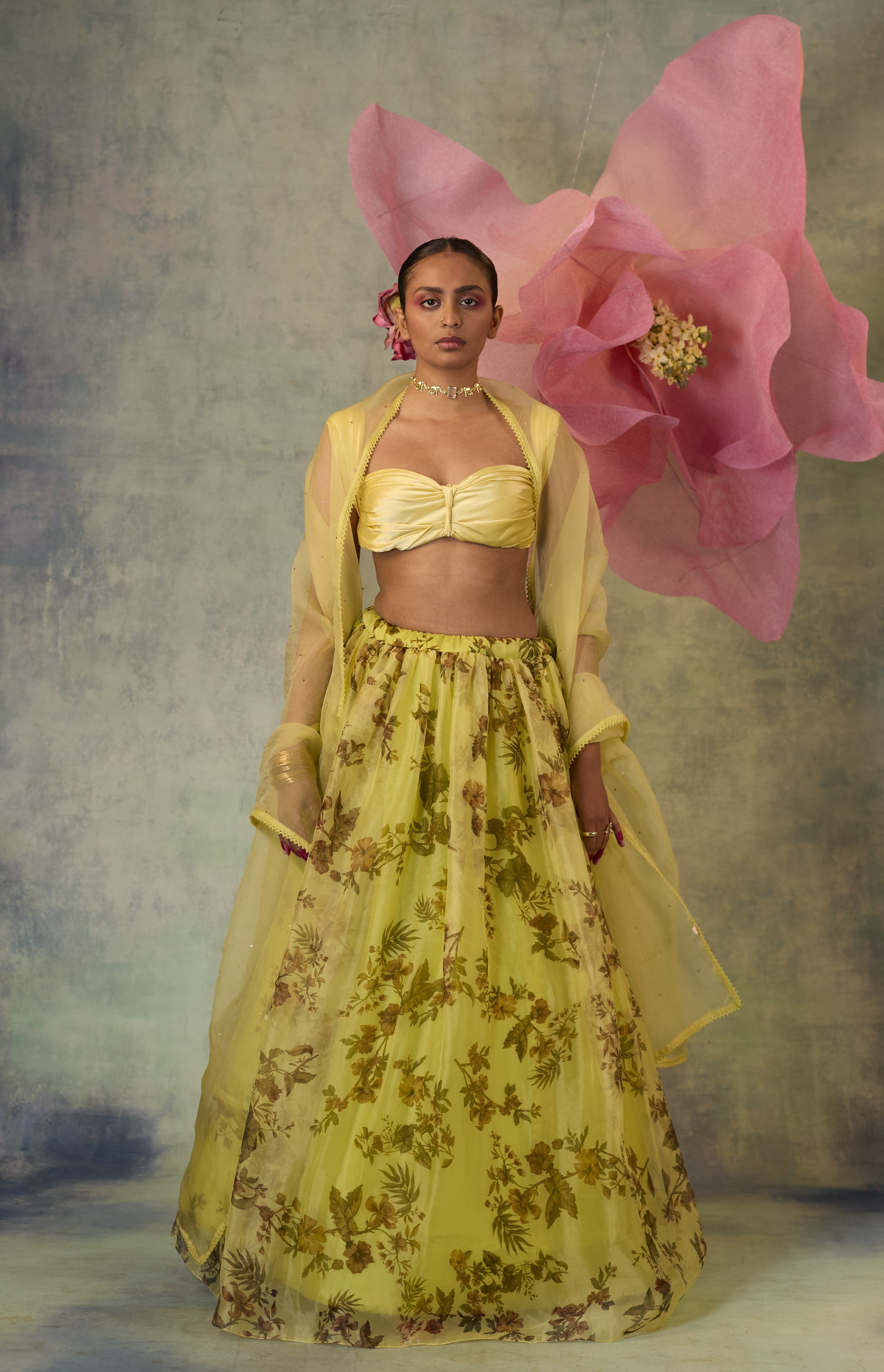 Printed Organza Lehenga Set