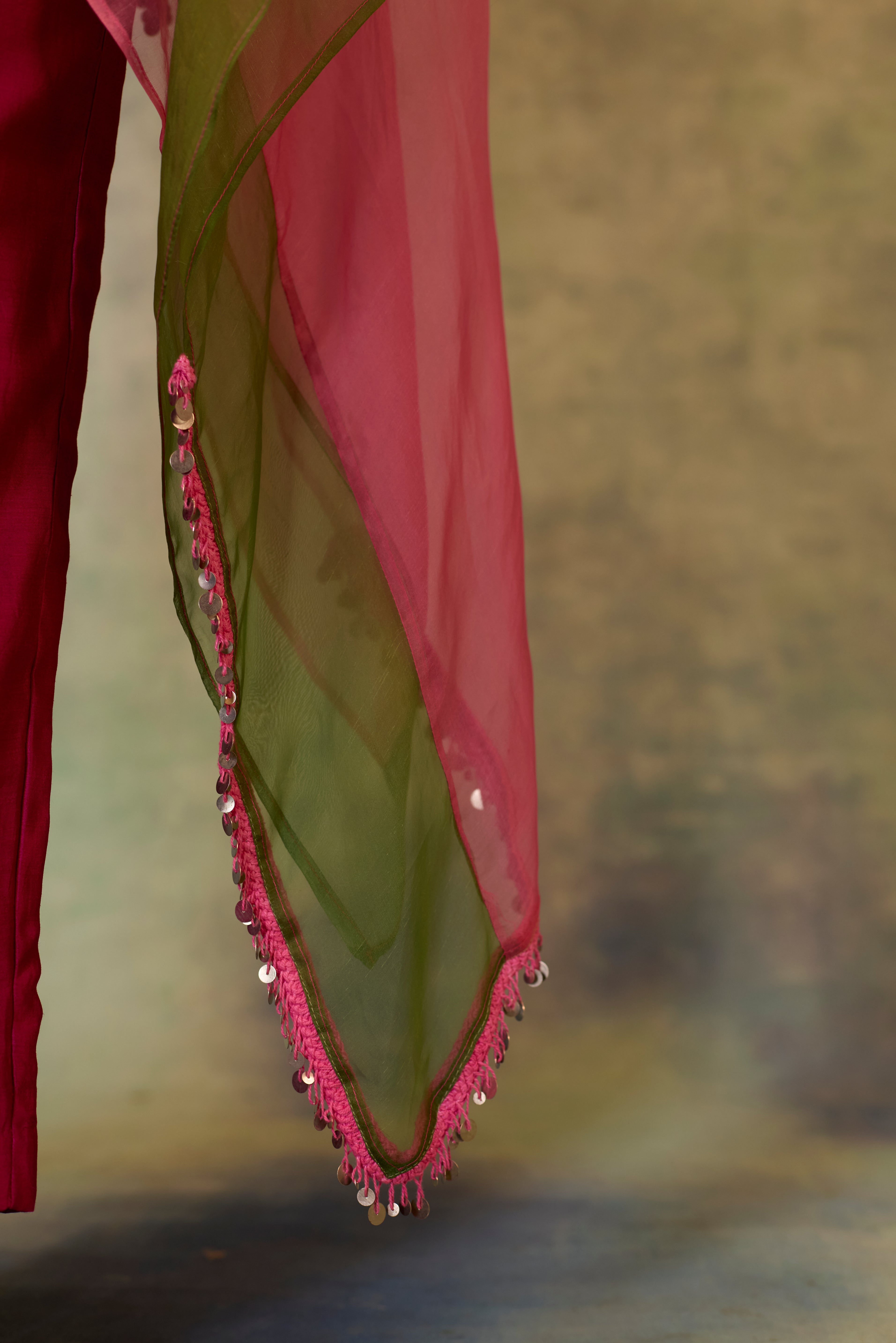 Color Block Organza Cape Co-ord Set