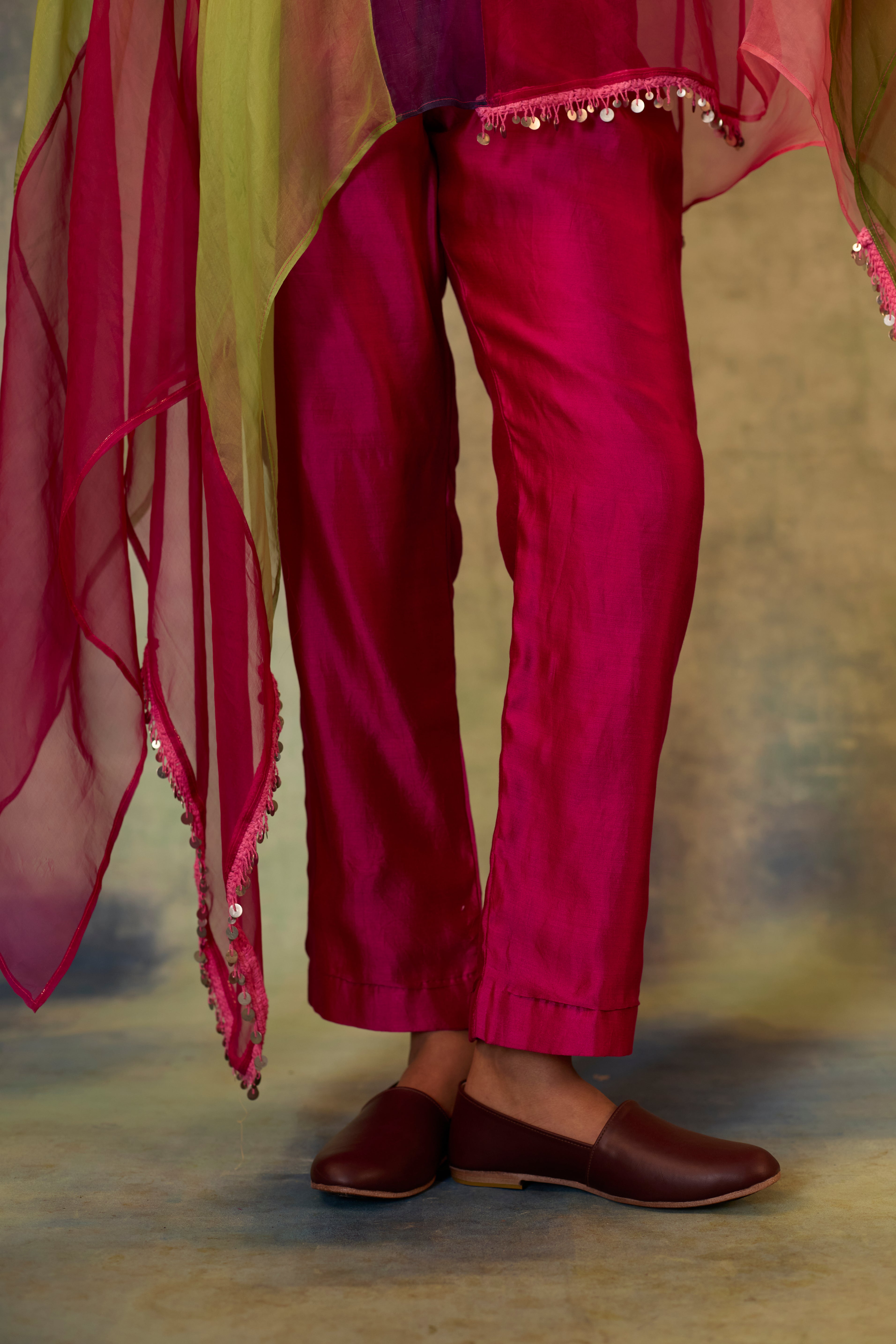 Color Block Organza Cape Co-ord Set