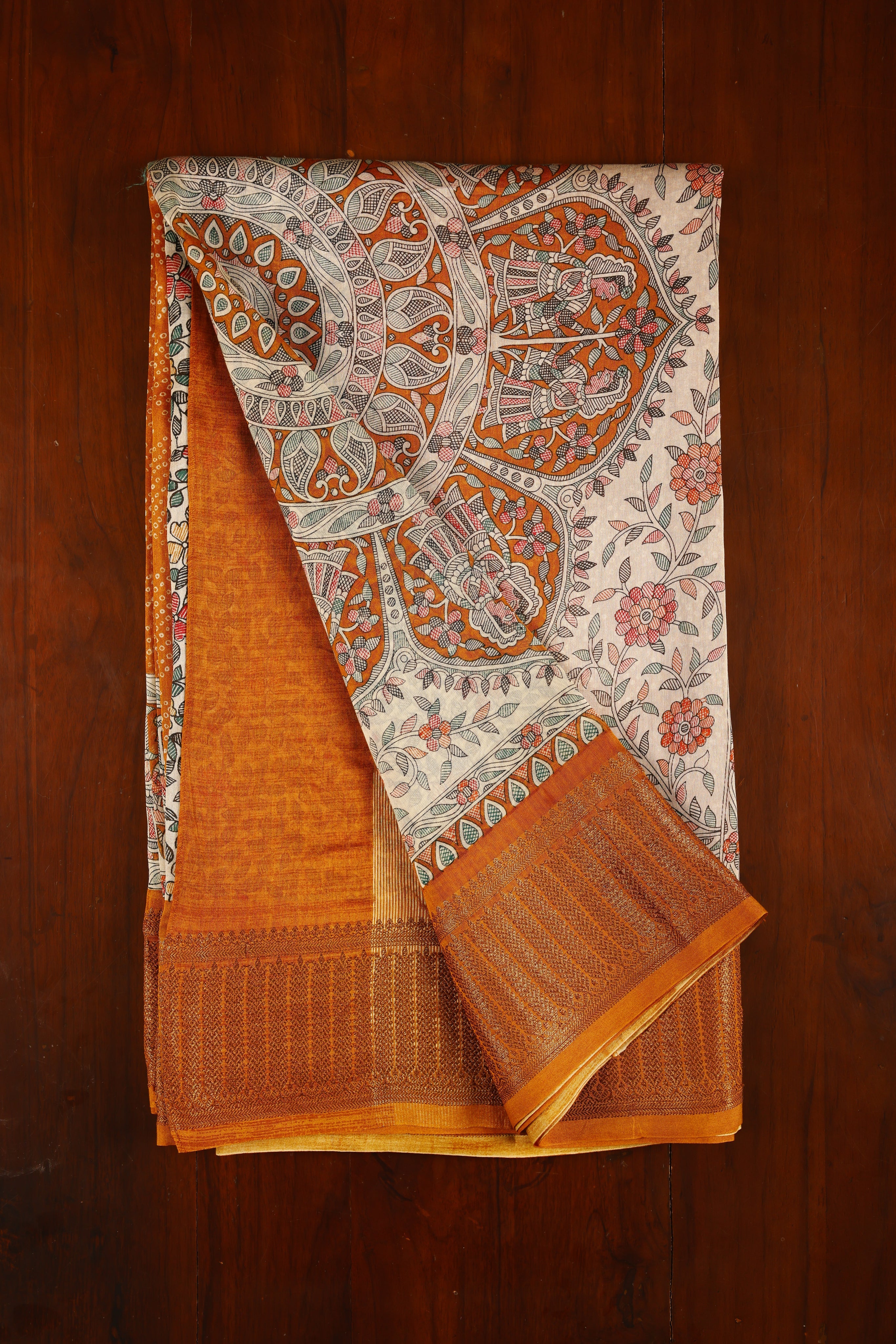 Chanderi Silk - Off White & Yellow