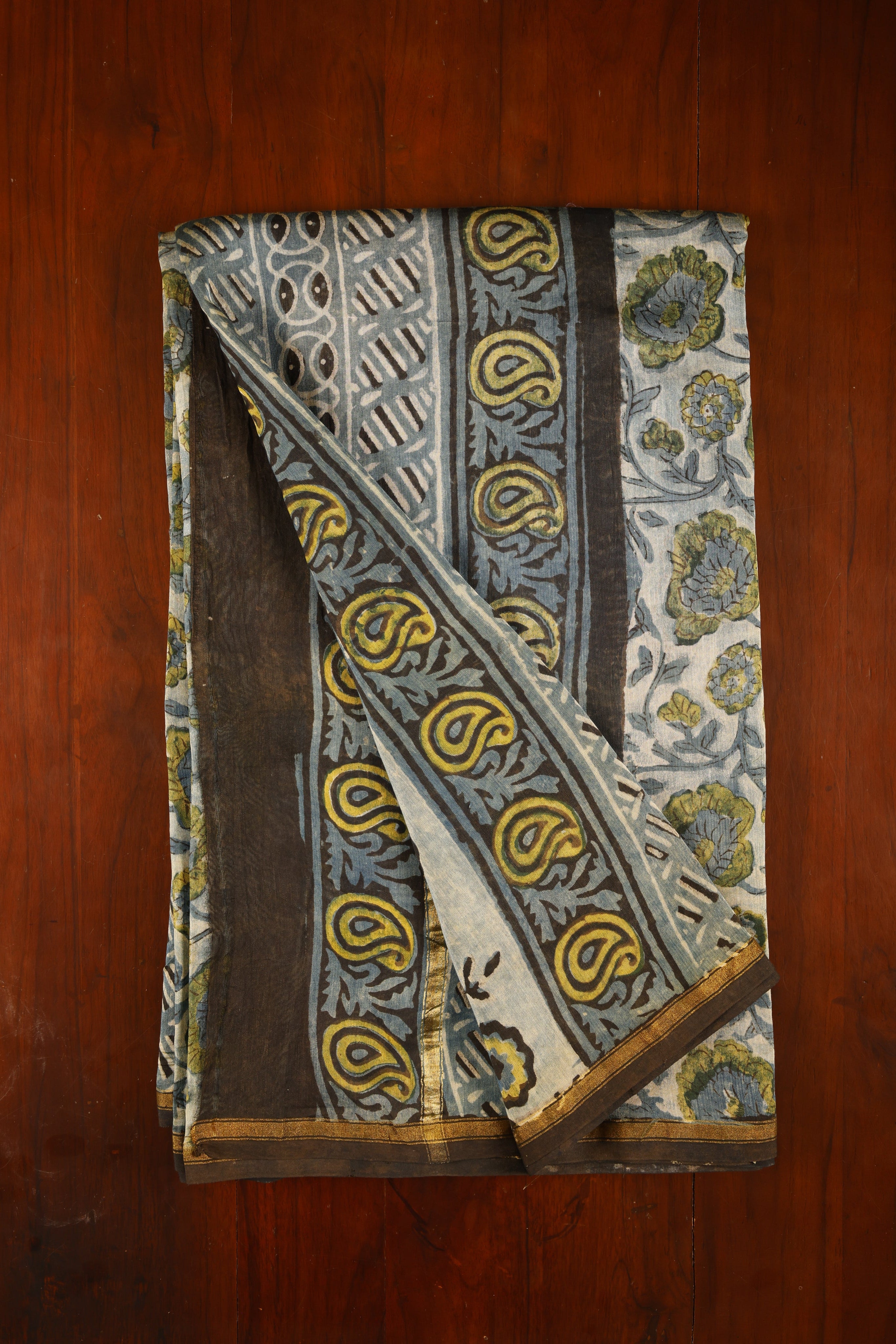 Chanderi Saree - Black & Gray