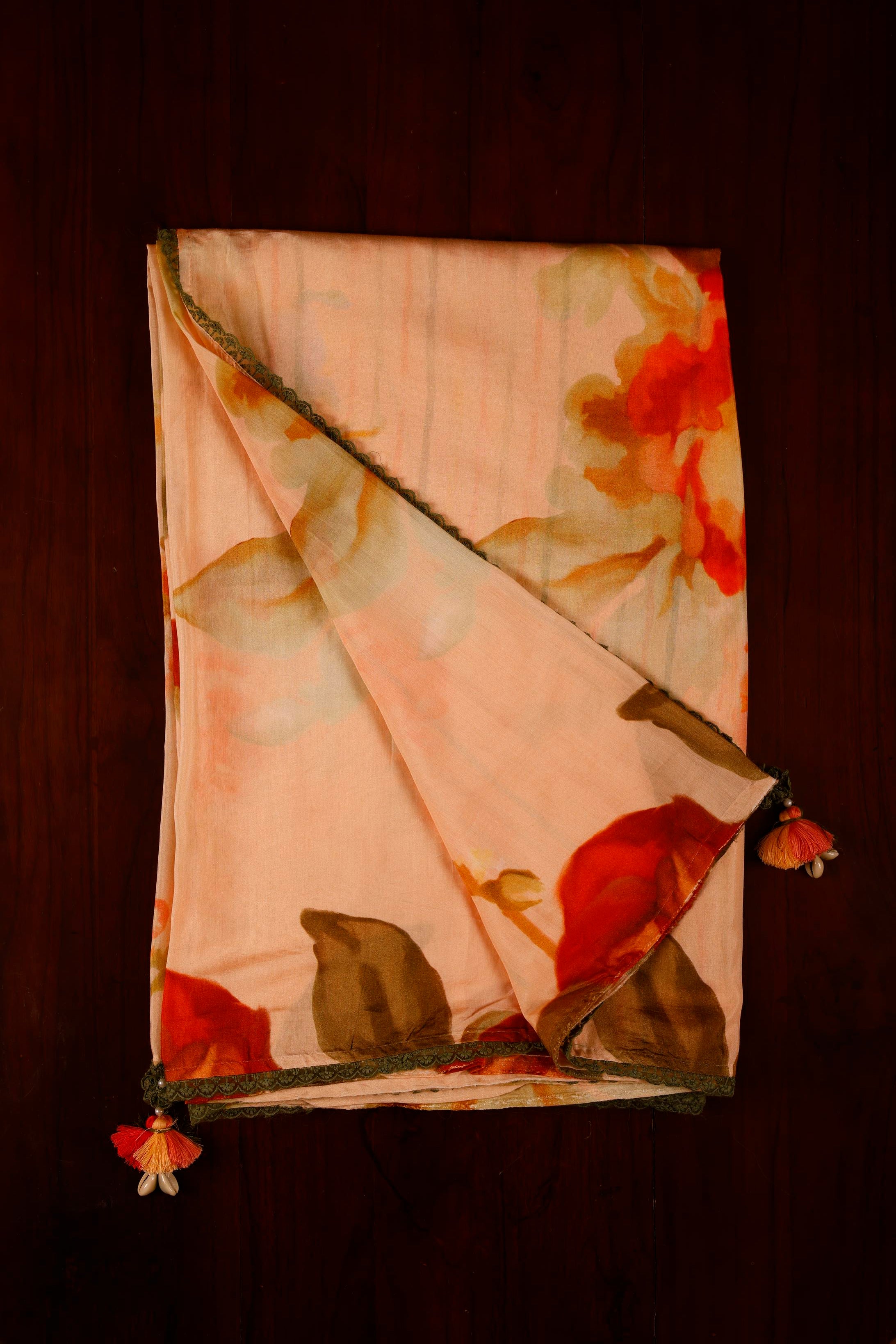 Muslin Saree - Peach