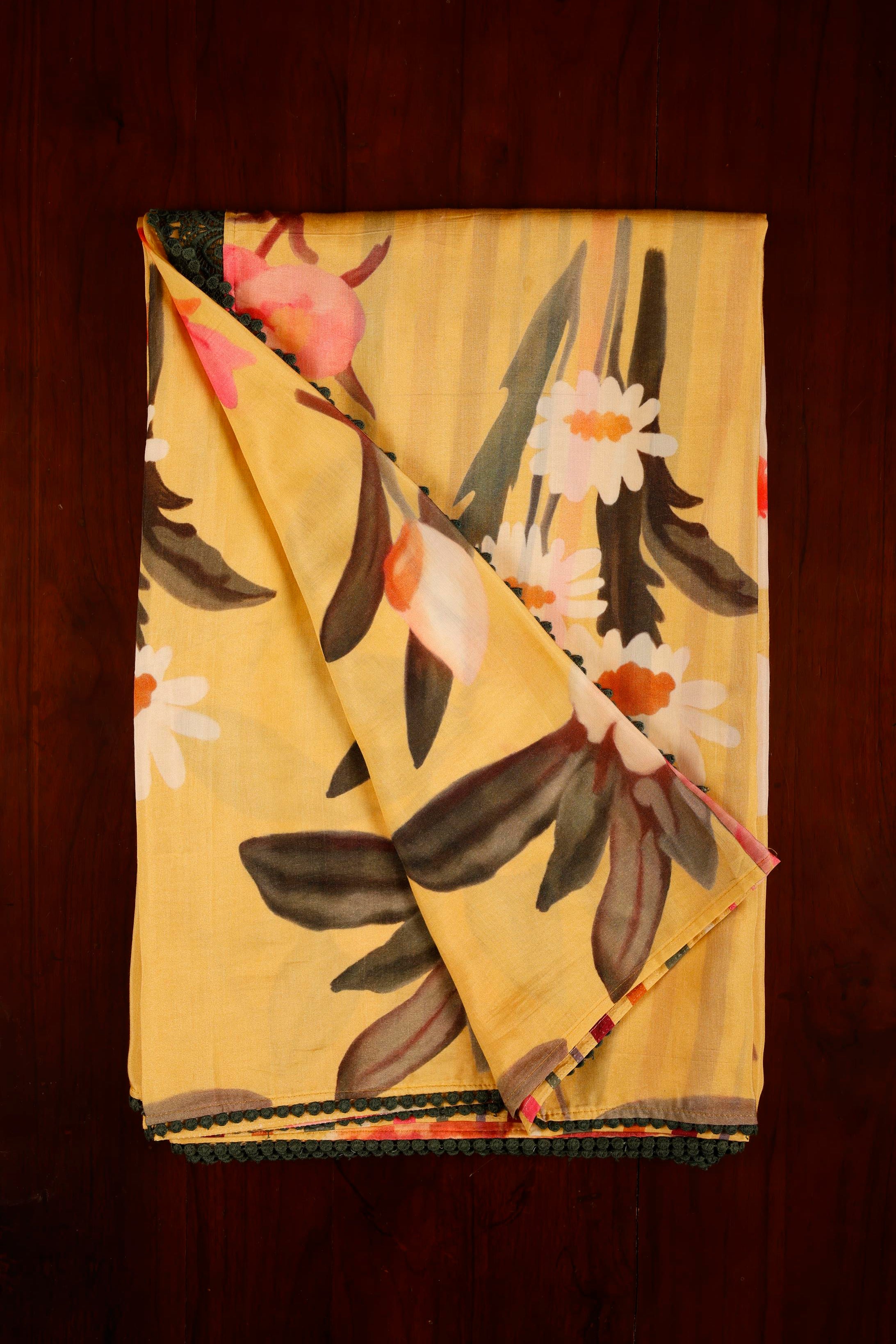 Muslin Saree - Yellow