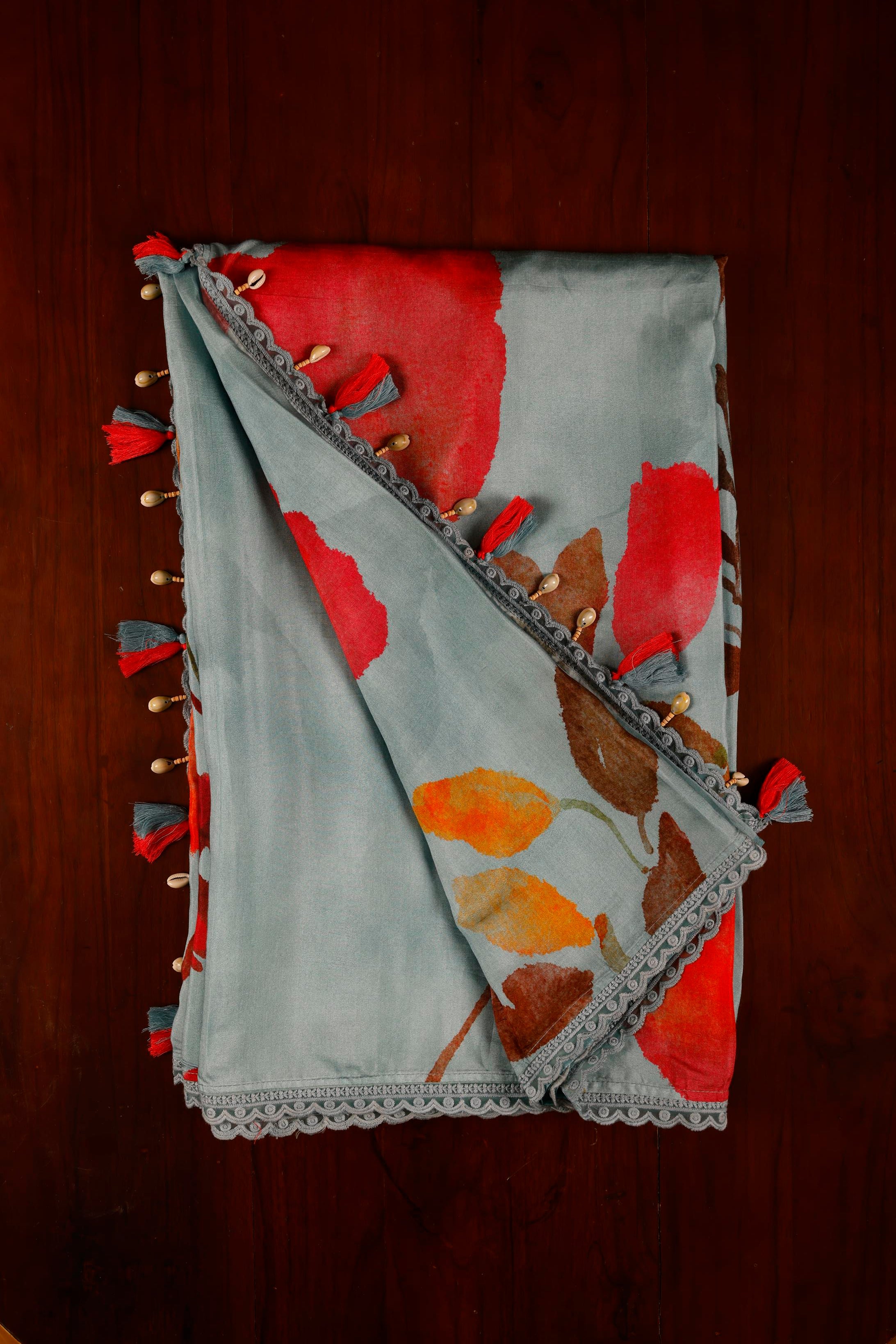 Muslin Saree - Olive Green