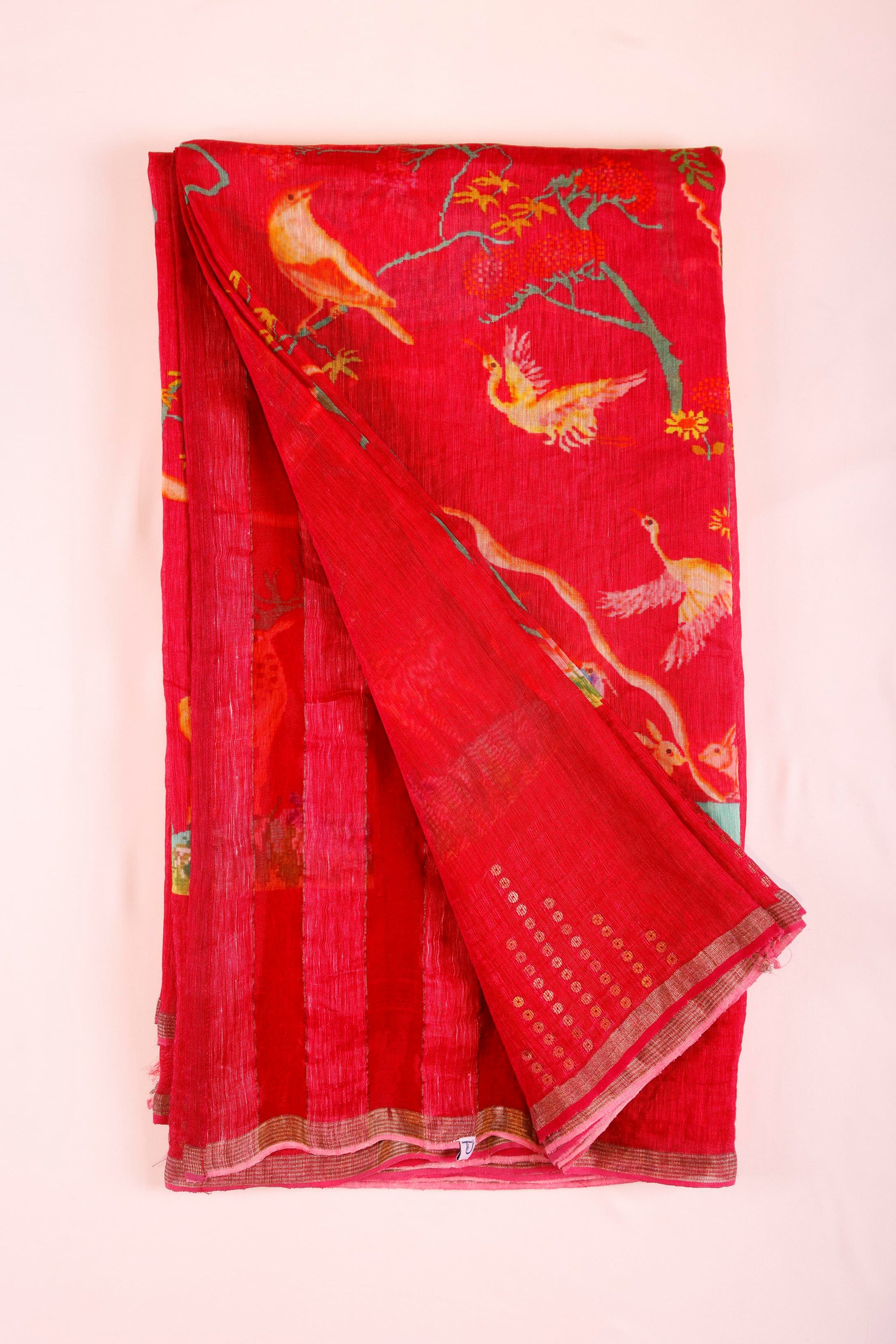 Linen Saree - Red