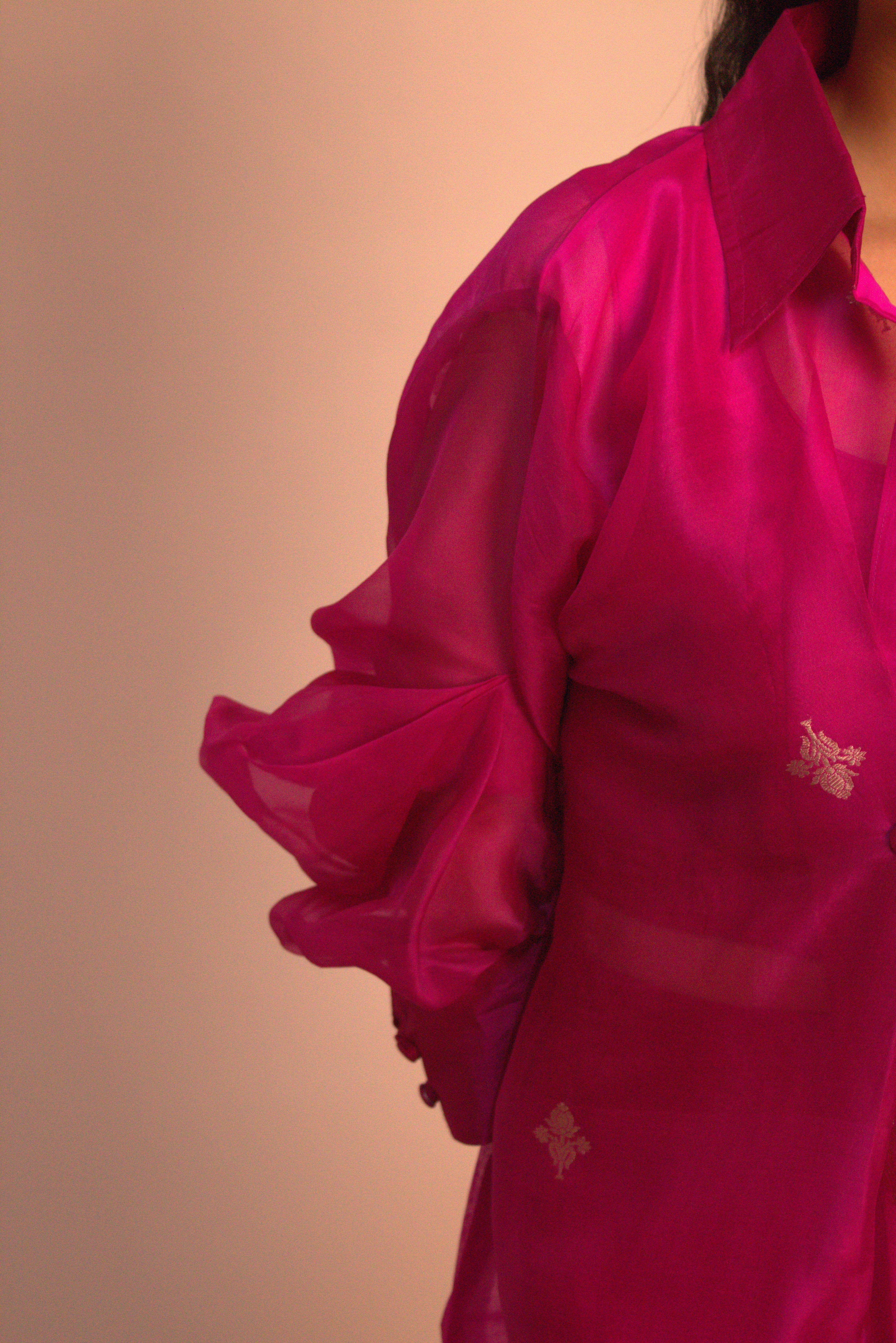 Banarasi Organza Overlay Sets - Pink