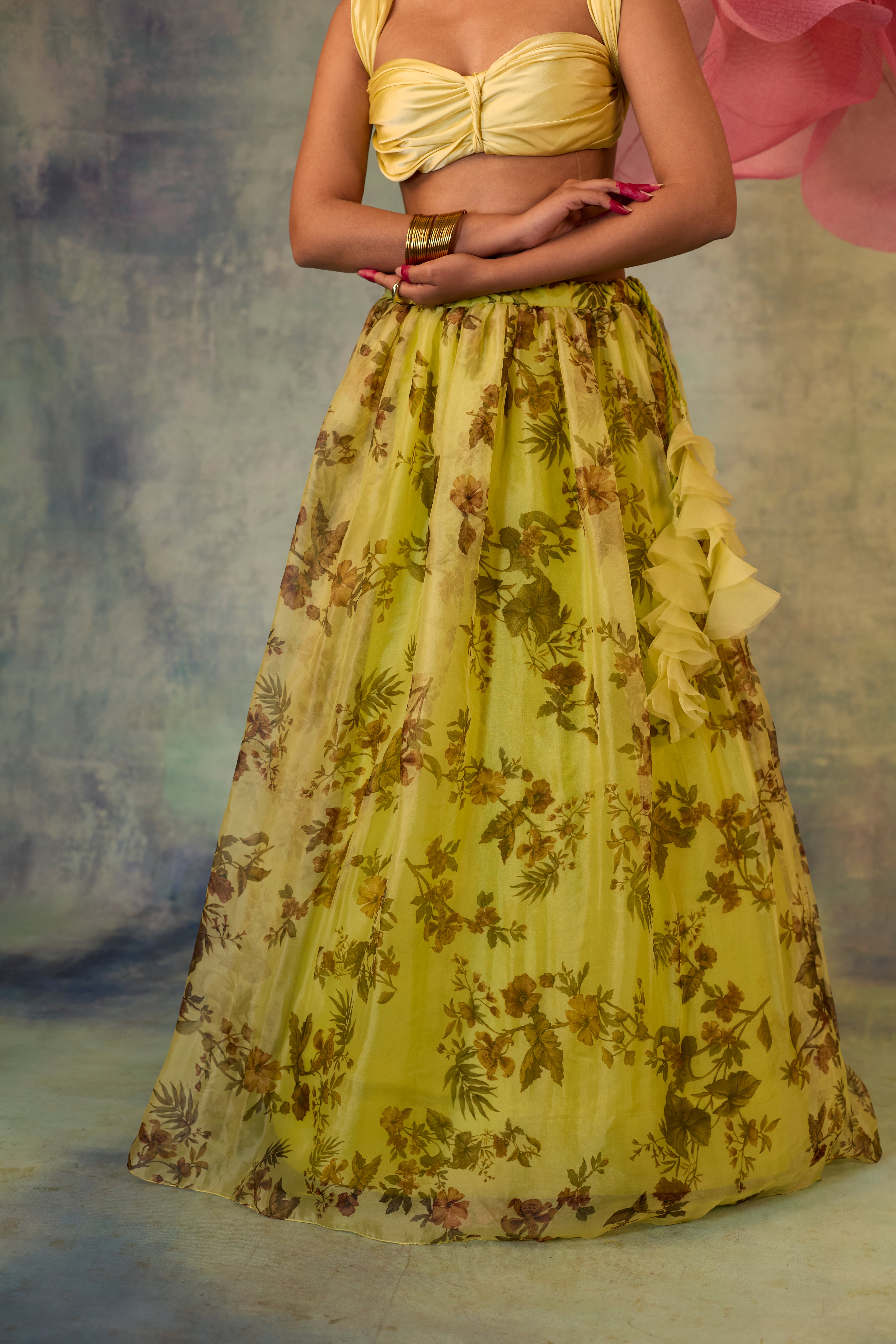 Printed Organza Lehenga Set