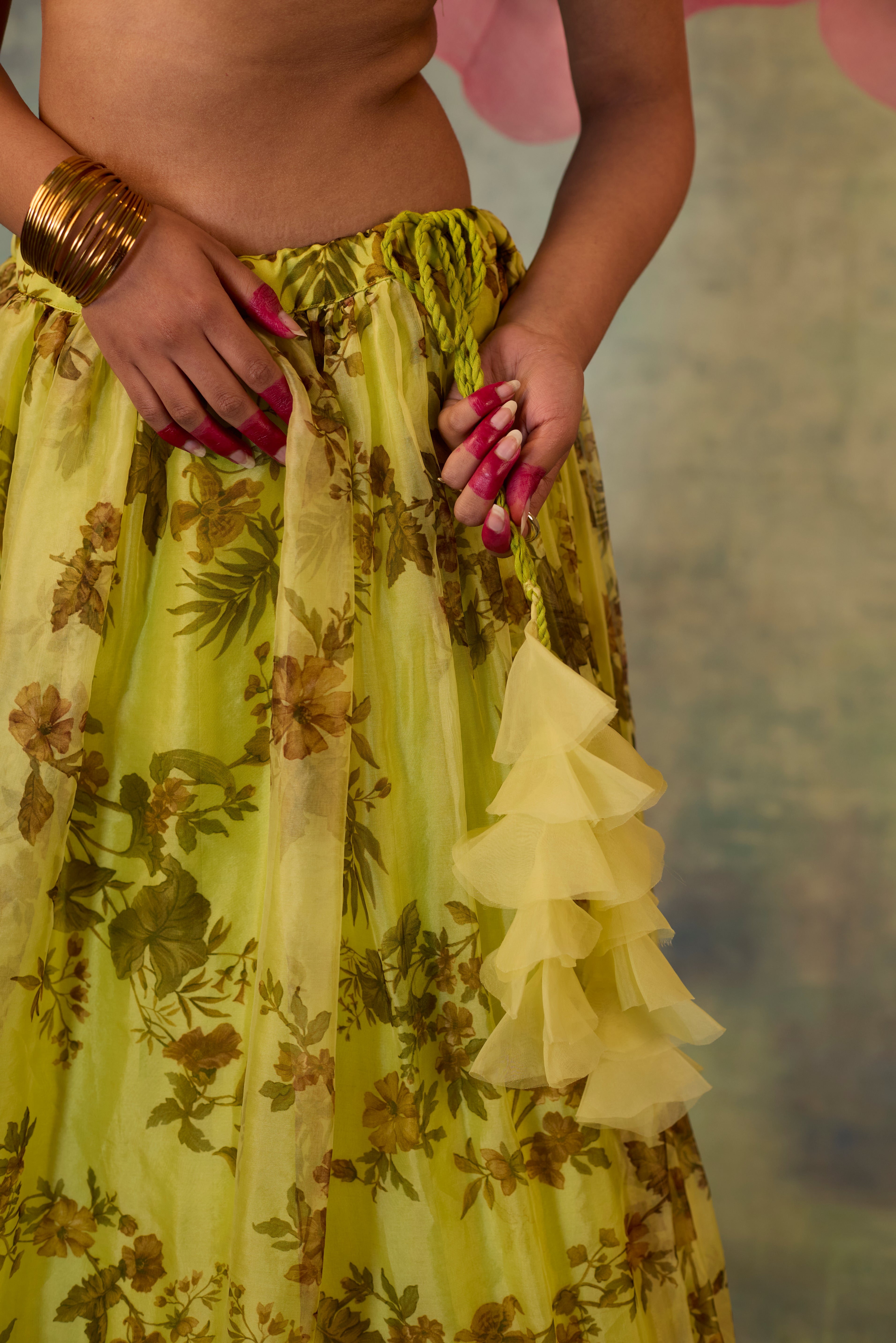 Printed Organza Lehenga Set