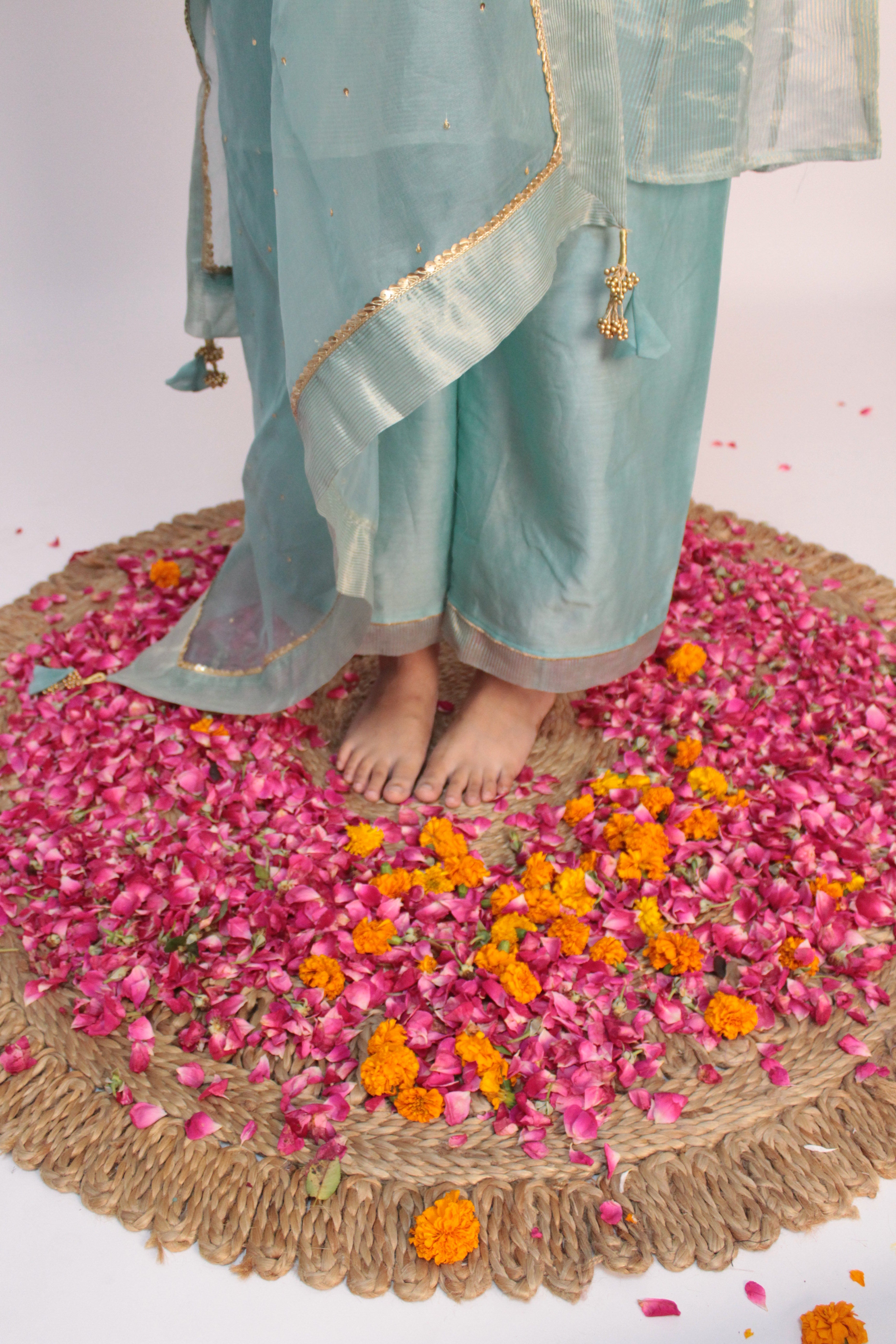 Chanderi Tunic Scarf Set - Sky Blue