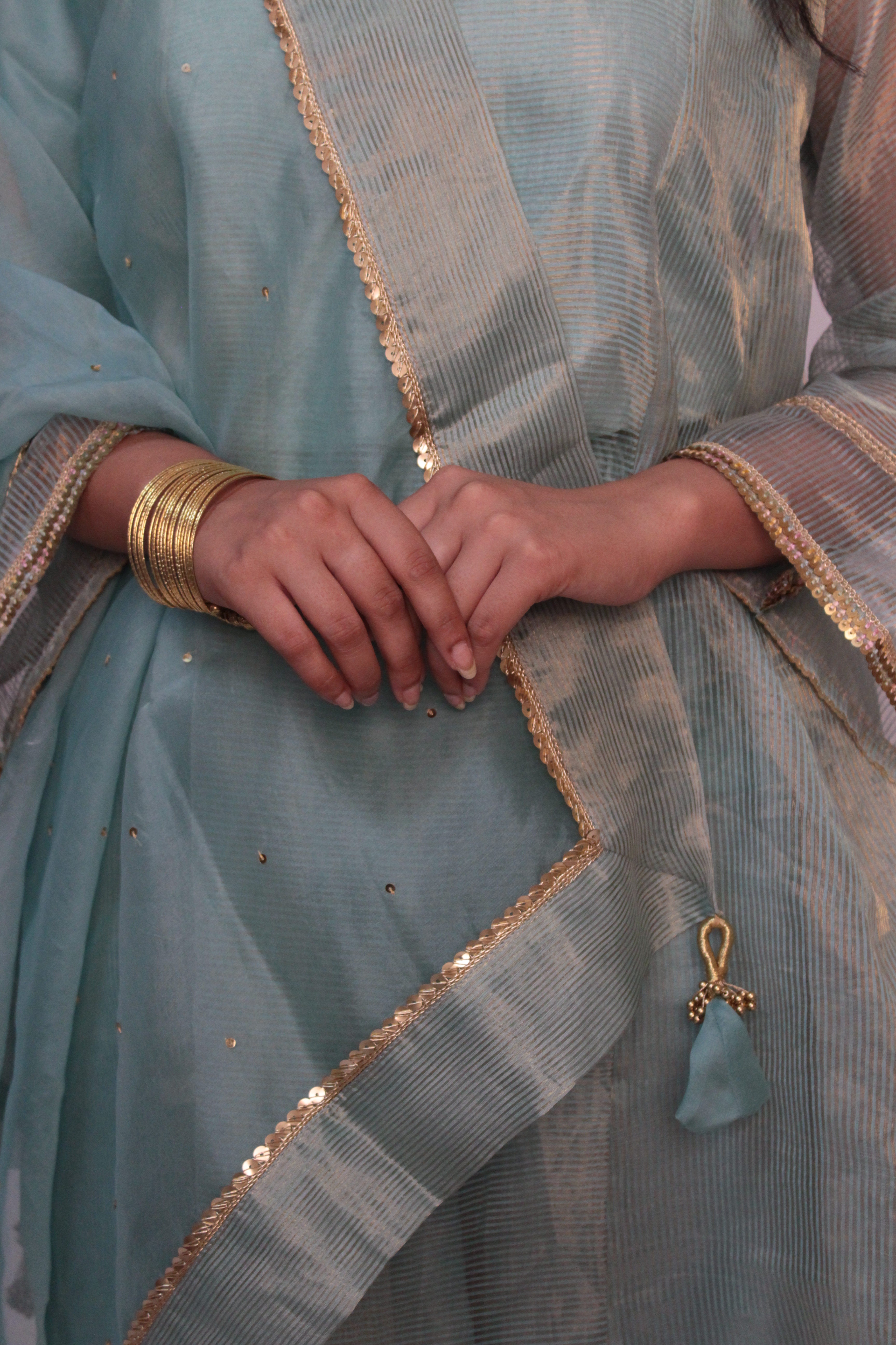 Chanderi Tunic Scarf Set - Sky Blue