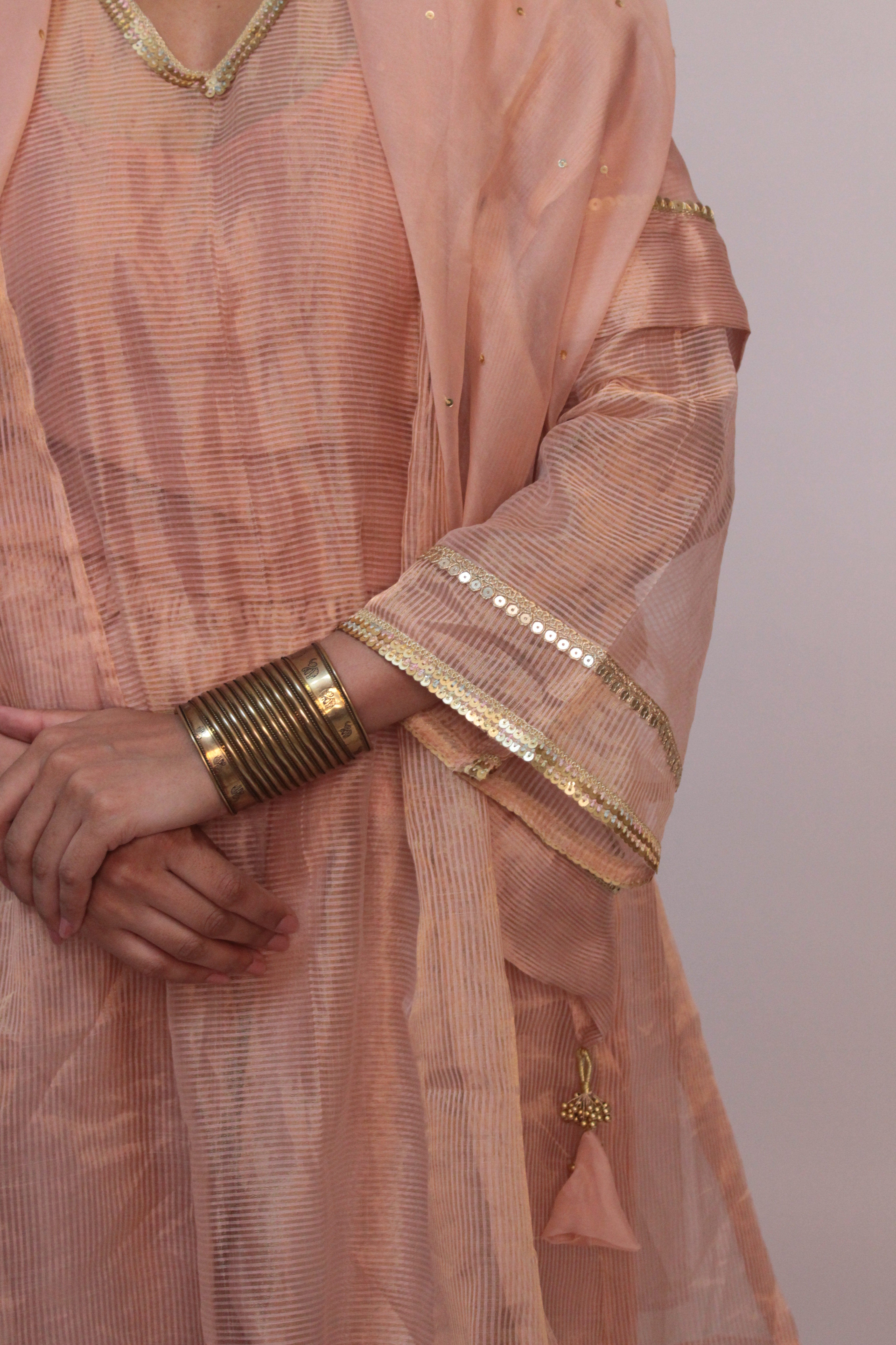 Chanderi Tunic Scarf Set - Gajri