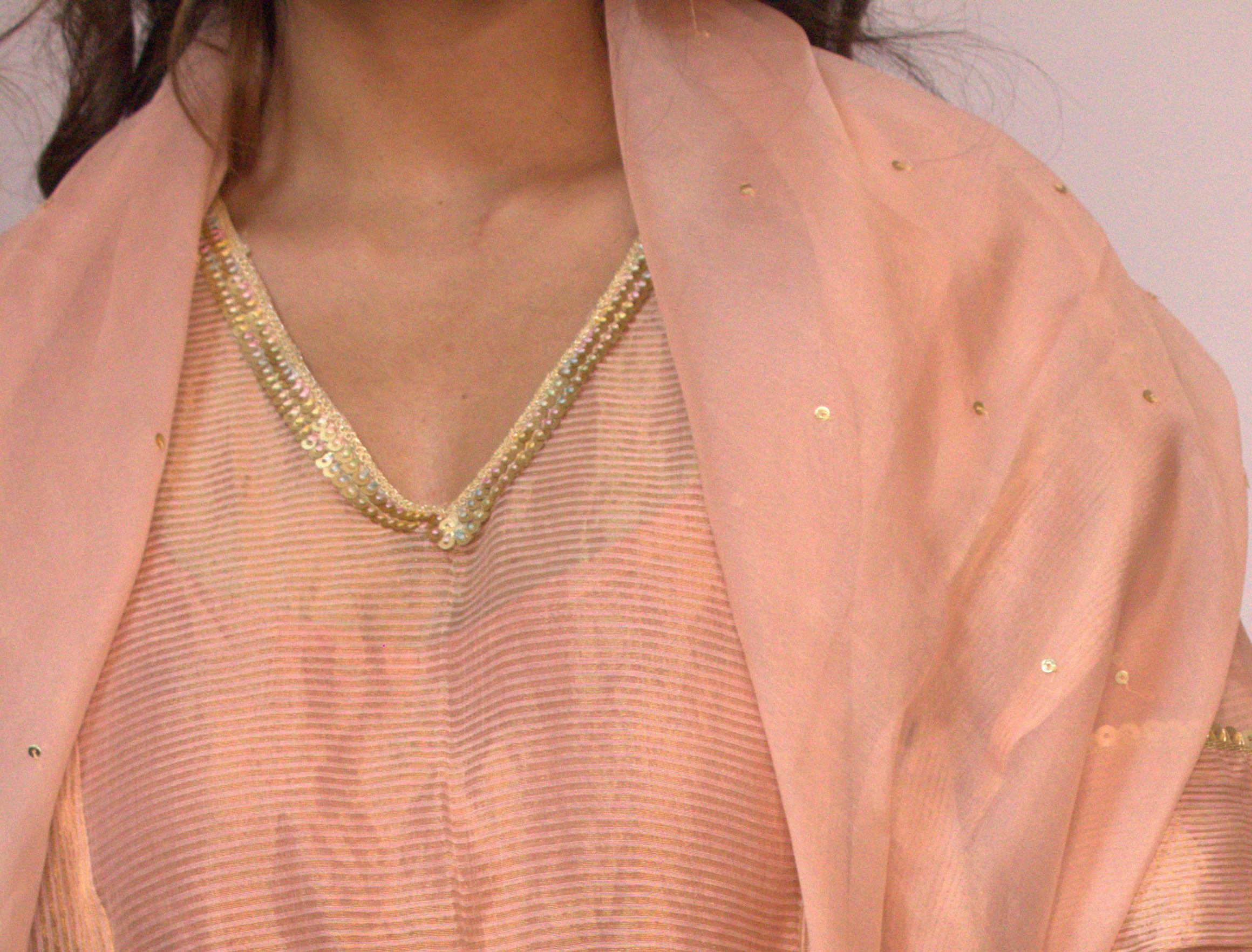 Chanderi Tunic Scarf Set - Gajri