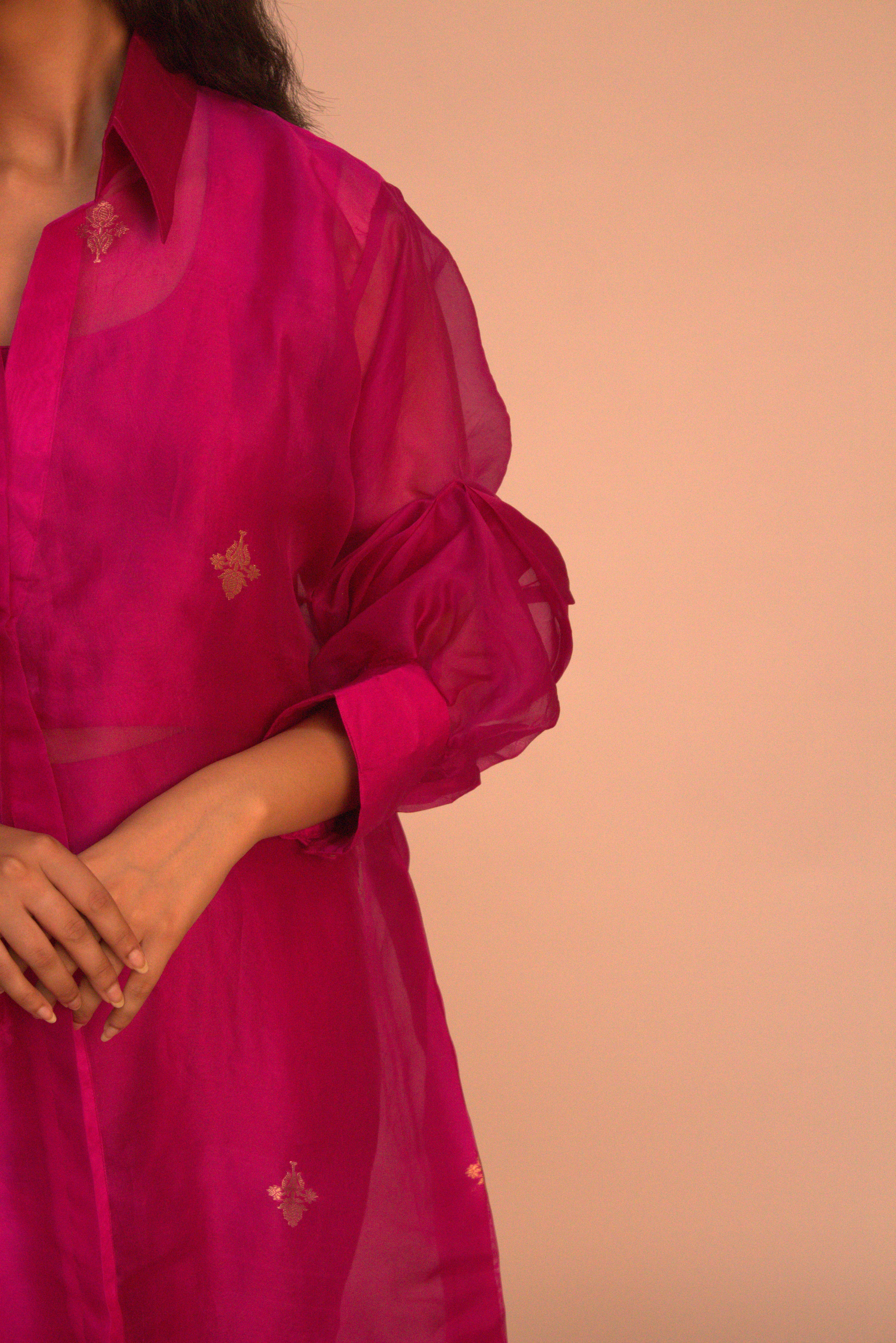 Banarasi Organza Overlay Sets - Pink